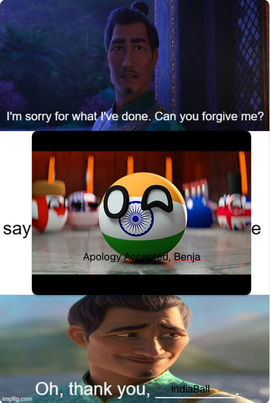Indiaball IndiaBall Accepts Benja's Apology by OTHERFRIENDSUWU on DeviantArt