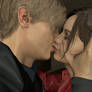 Leon and Claire kiss 1