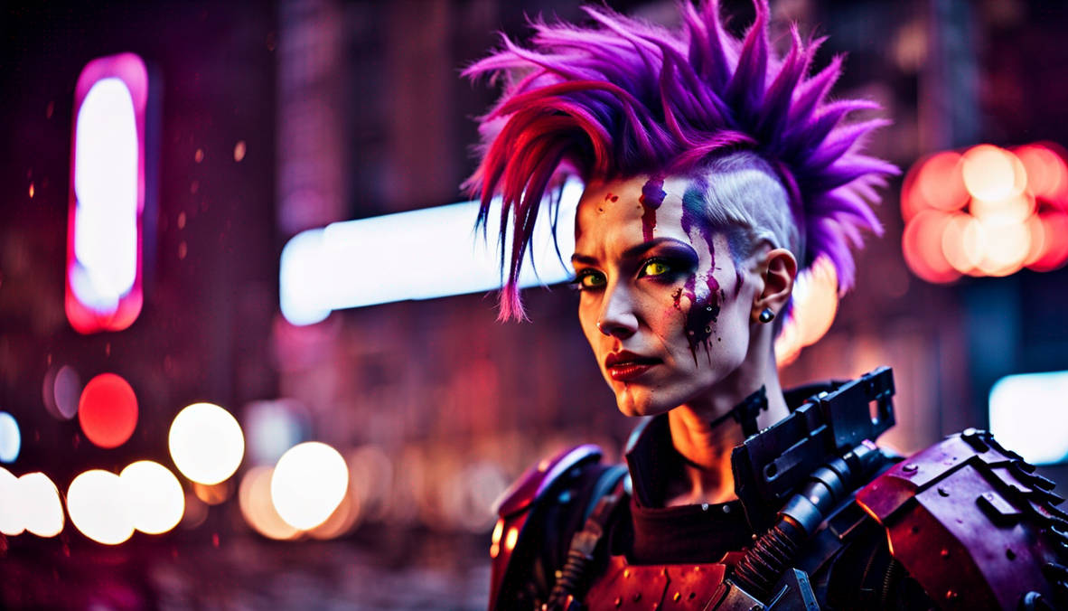 Cyborg Mohawk A Mostly Robotic Cyborg With Purple Mohawk Hair, R by drvader77 on ...