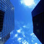 Between buildings looking up