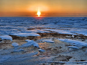 sunset over the ice