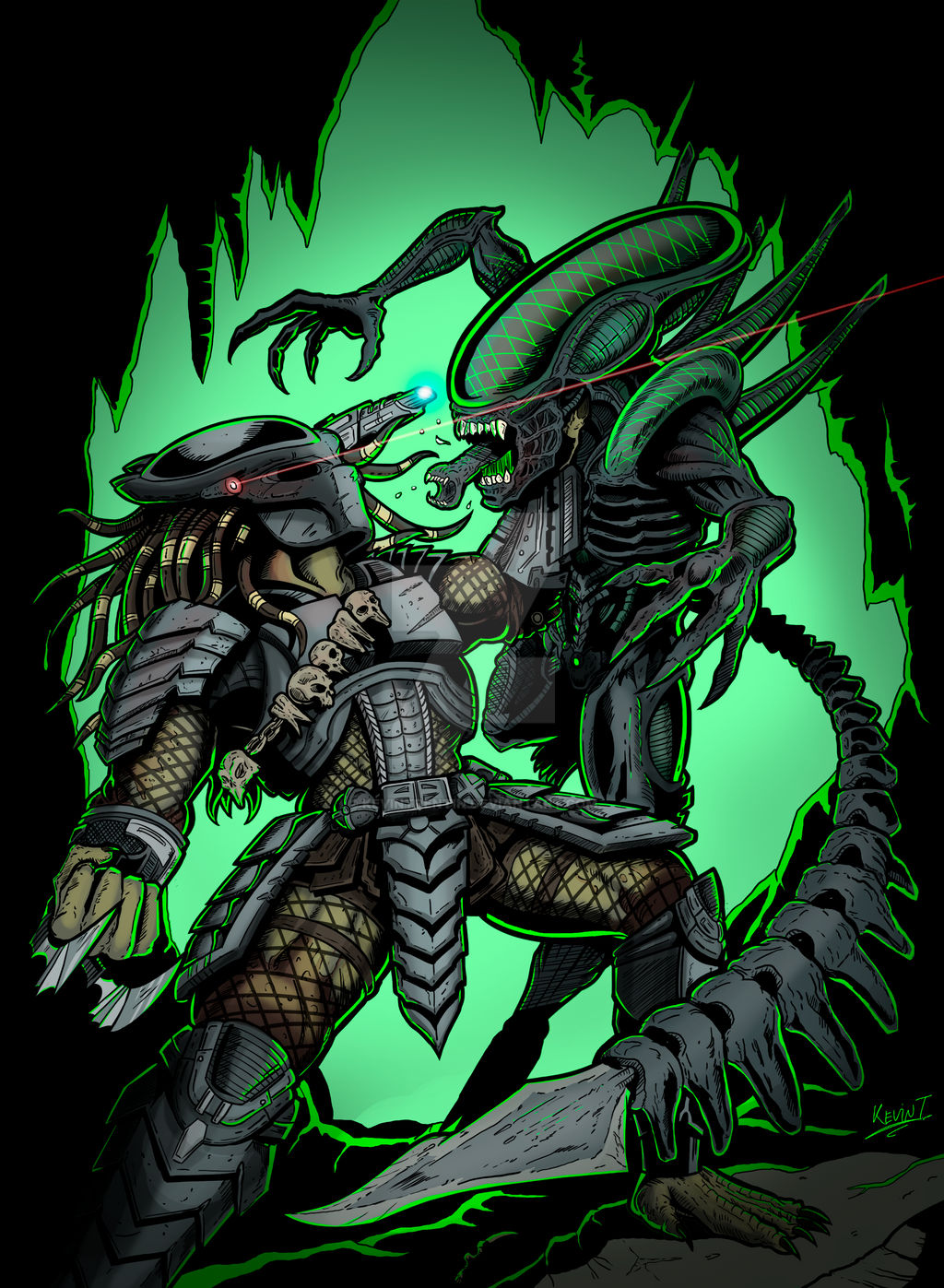 VIDEO!! SPEEDPAINT: ALIEN VS PREDATOR by KevinTrentin on DeviantArt