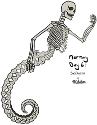 Mermay day 6: seahorse + skeleton