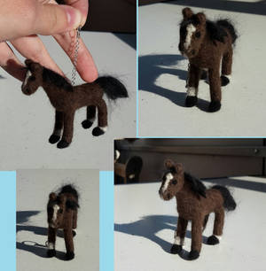 Needle felted horse key chain