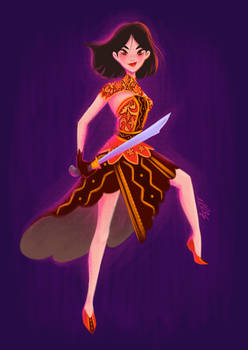 Mulan in her Nias inspired traditional clothing