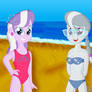 EQG Diamond Tiara and Silver Spoon's Beach Fun