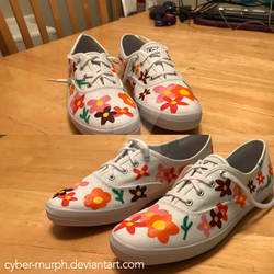 Painted Shoes Commission: Colored Daisies