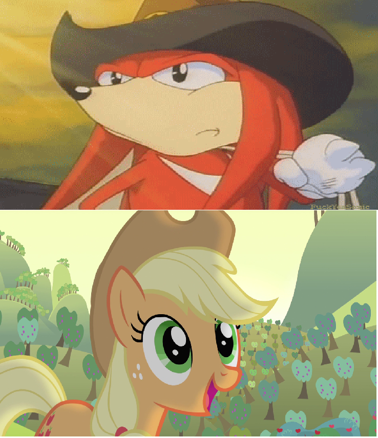 Applejack excited for classic knuckles the echidna