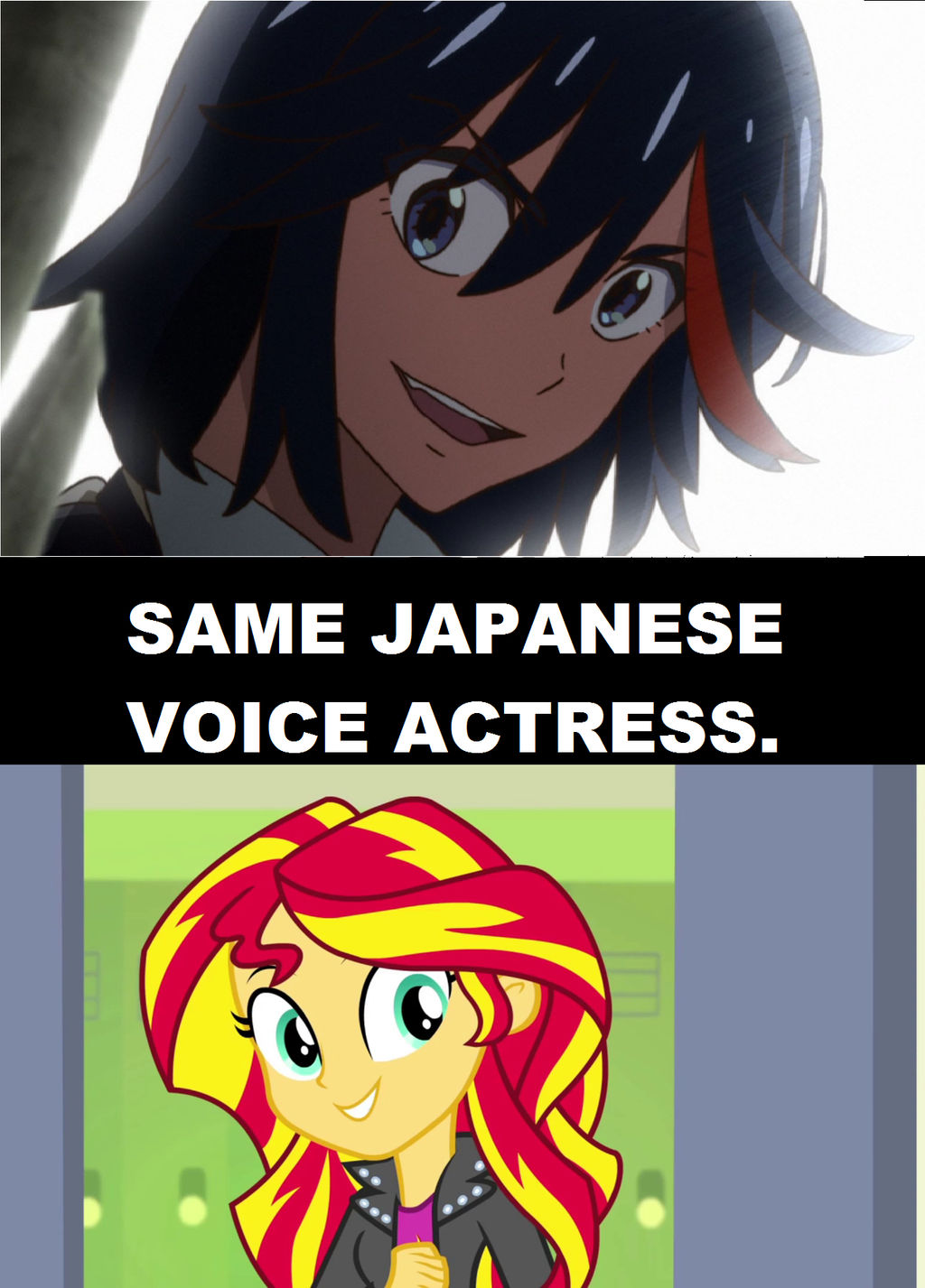 Ryuko and Sunset Shimmer Got Same Japanese Voice.