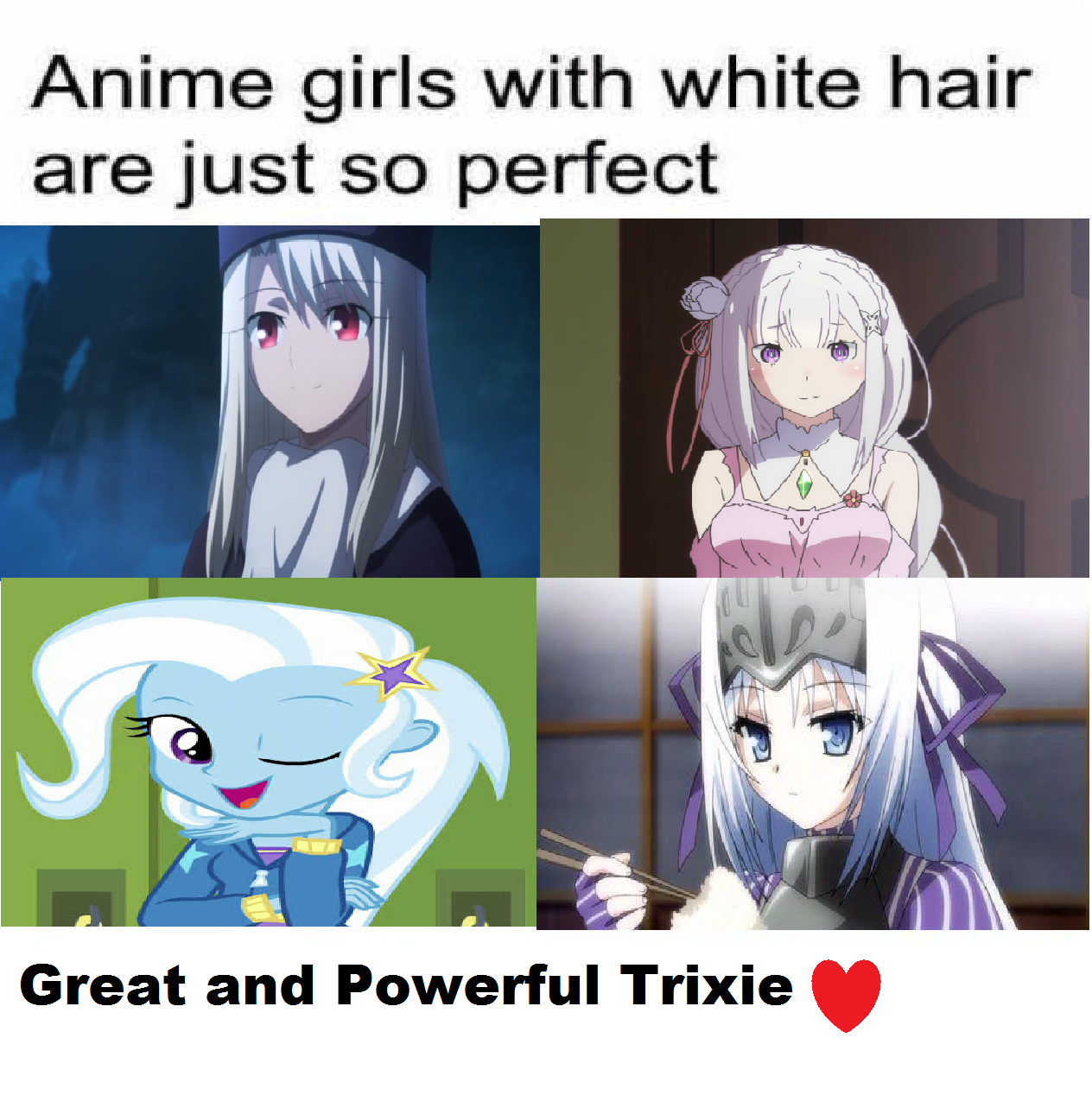 Anime Girls with White Hair-Equestria Girls meme. by brandonale on  DeviantArt