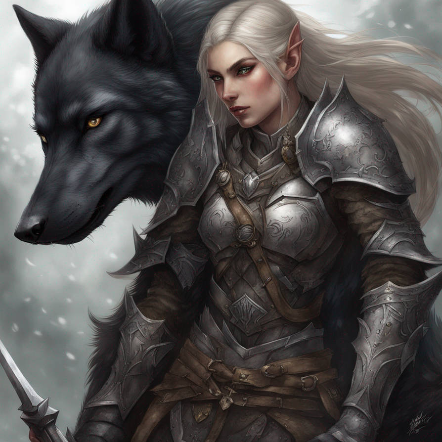 elf warrior and black wolf mont by Amandax999 on DeviantArt