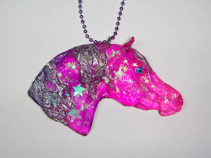 Pink Galaxy Horse Necklace