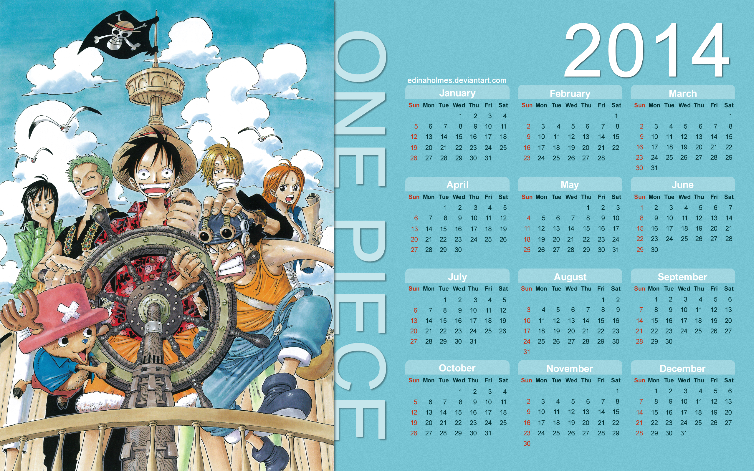 Yearly Calendar Wallpaper 14 One Piece By Edinaholmes On Deviantart Yearly Calendar Wallpaper 14 One Piece By Edinaholmes On Deviantart