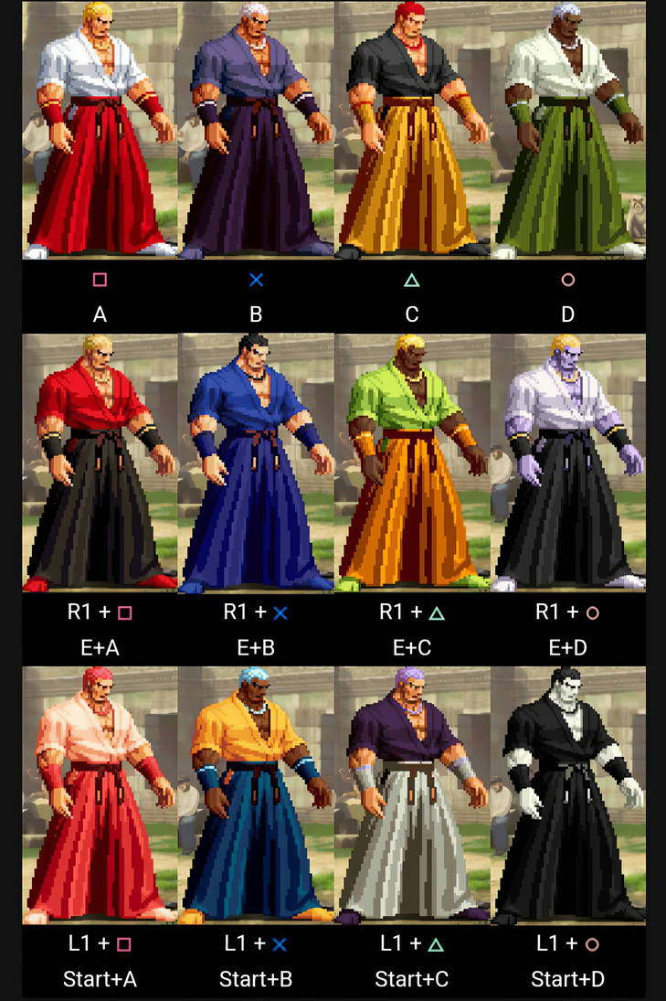 Ps2 Variations Geese Howard Kofxi PS2 All COLOR Variations by TheJdvt on DeviantArt
