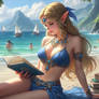 AI Art: Princess Zelda Reading At The Beach