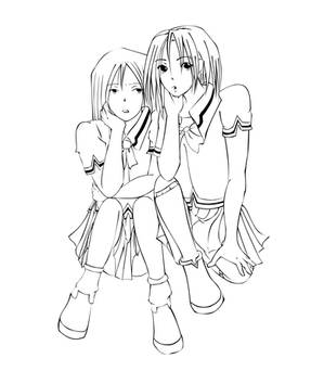 2 gurls again Lineart