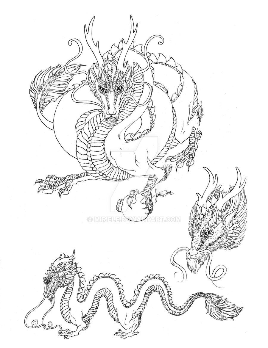 Chinese dragon line art by Miriele on DeviantArt