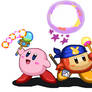 Kirby and Bandana Dee with their Beam Rods