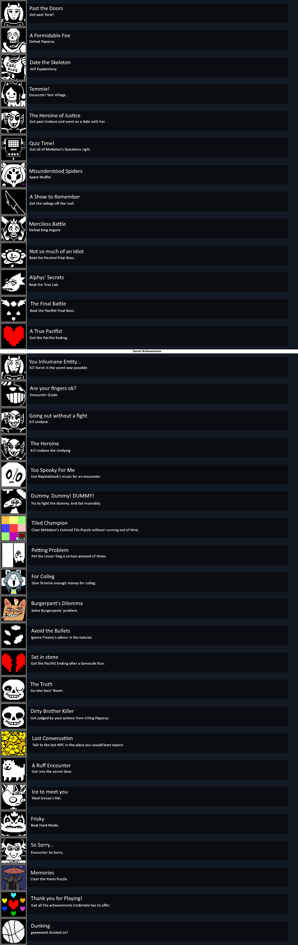 Undertale Achievements