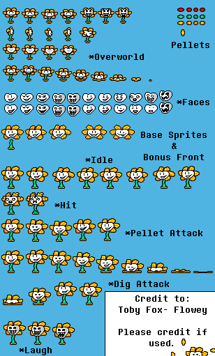 Pixilart - Flowey OW Sprite Sheet Base by SpongeDrew