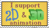 2D+3D Animation Support Stamp