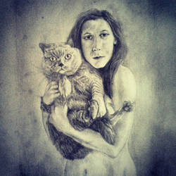Tabby cat with girl