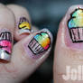 Rainbow Cupcake Nail Art.