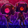 Speakerwoman and dark speakerman