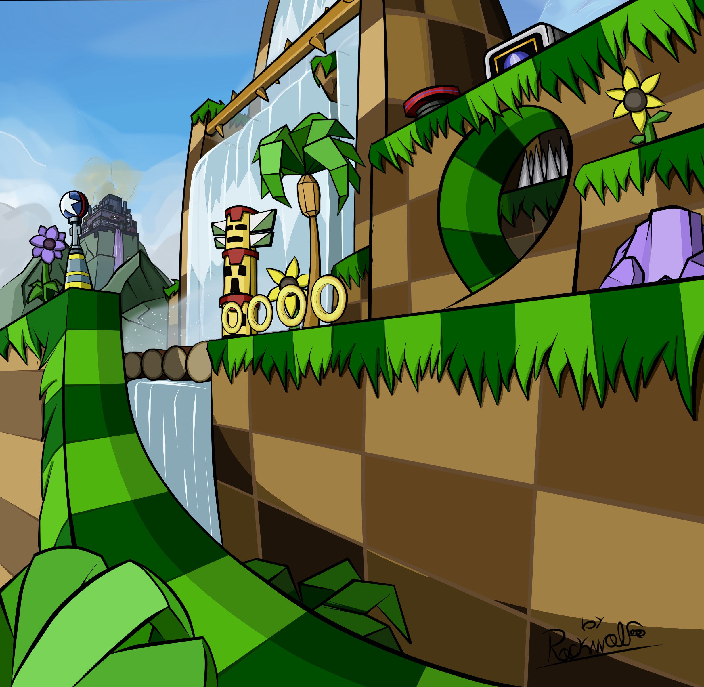 Green Hill Zone Background by HeartinaRosebud on DeviantArt