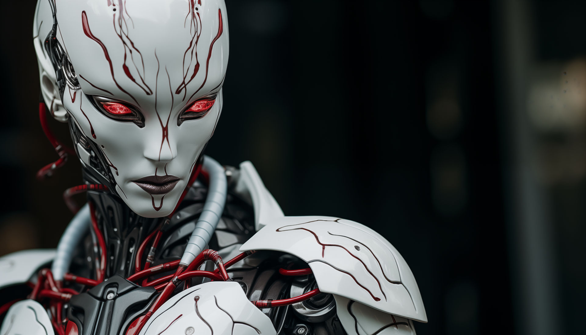 White-Red Humanoid Android by LoonyAI on DeviantArt
