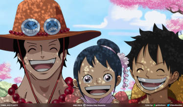 Tama Ace y Luffy by goldenhans