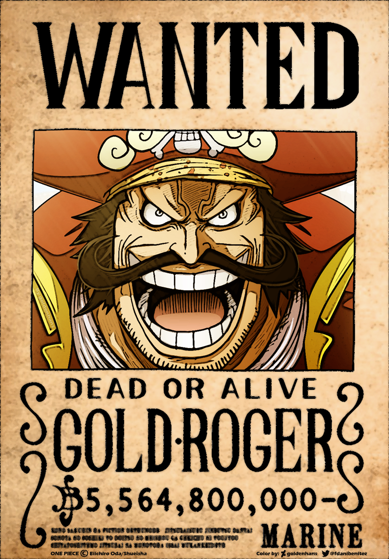 One Piece Gol D Roger Bounty Wanted Poster for Sale by