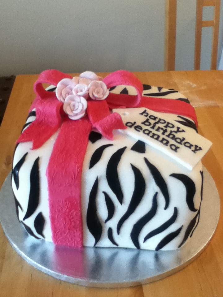 Zebra print birthday cake