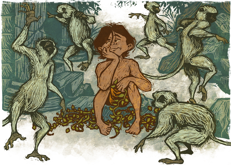 Mowgli and the Bandar Log by IngvardtheTerrible