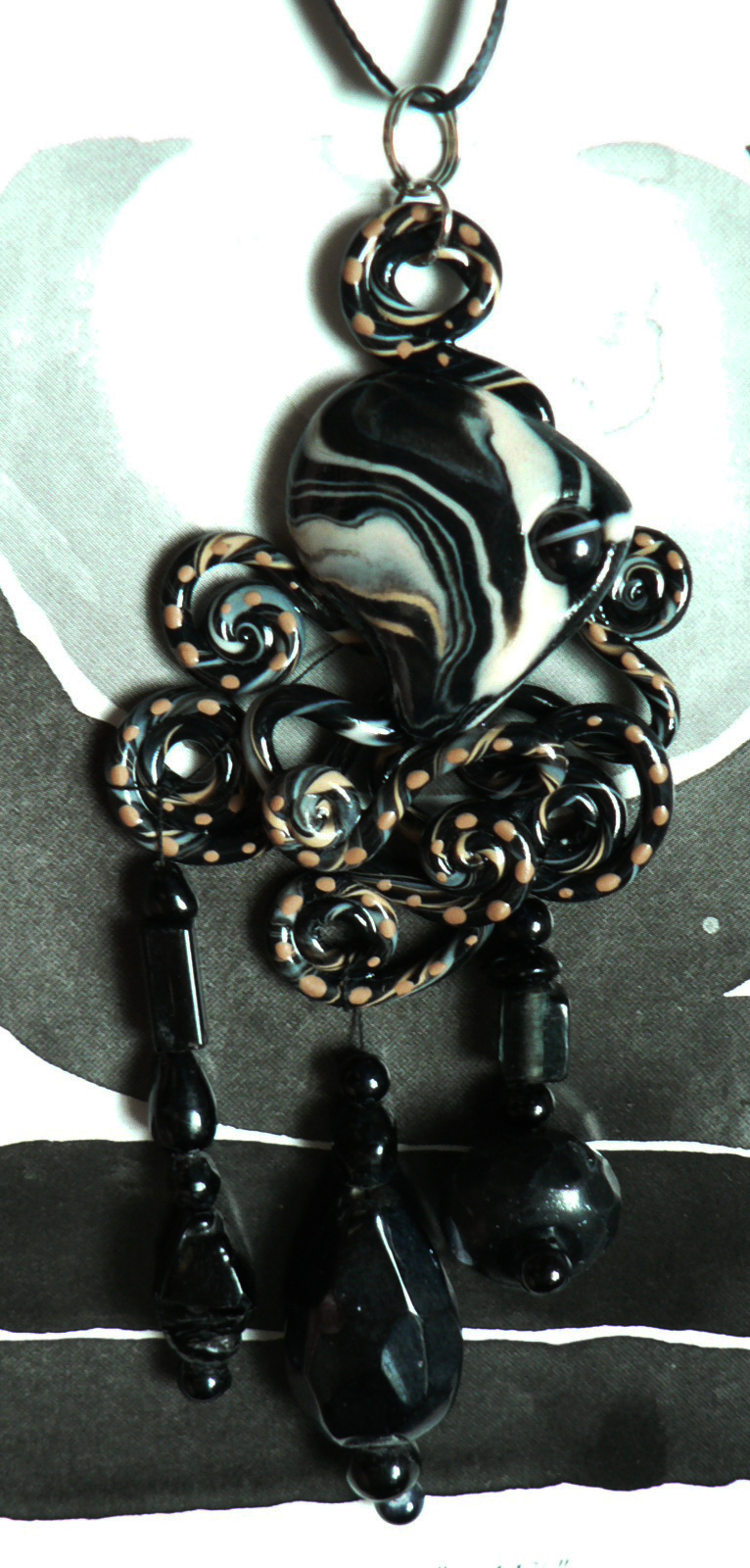 Black Beaded Octopus Necklace