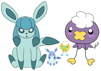 Chibi Driftloon and Glaceon