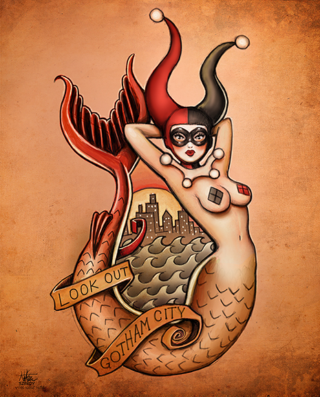 New Harley Quinn Art (After Sailor Jerry)