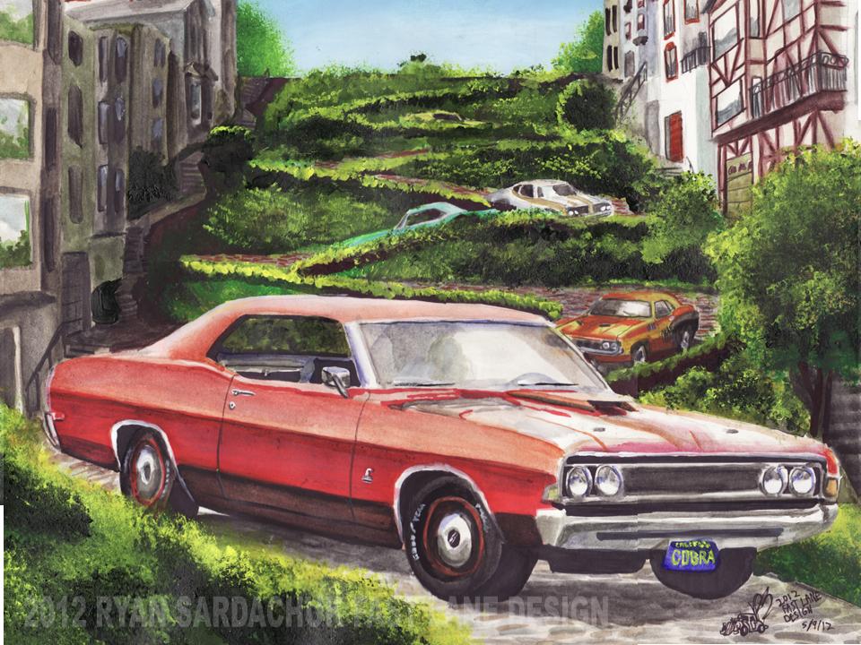 1969 Ford Fairlane Cobra On Lombard Street.