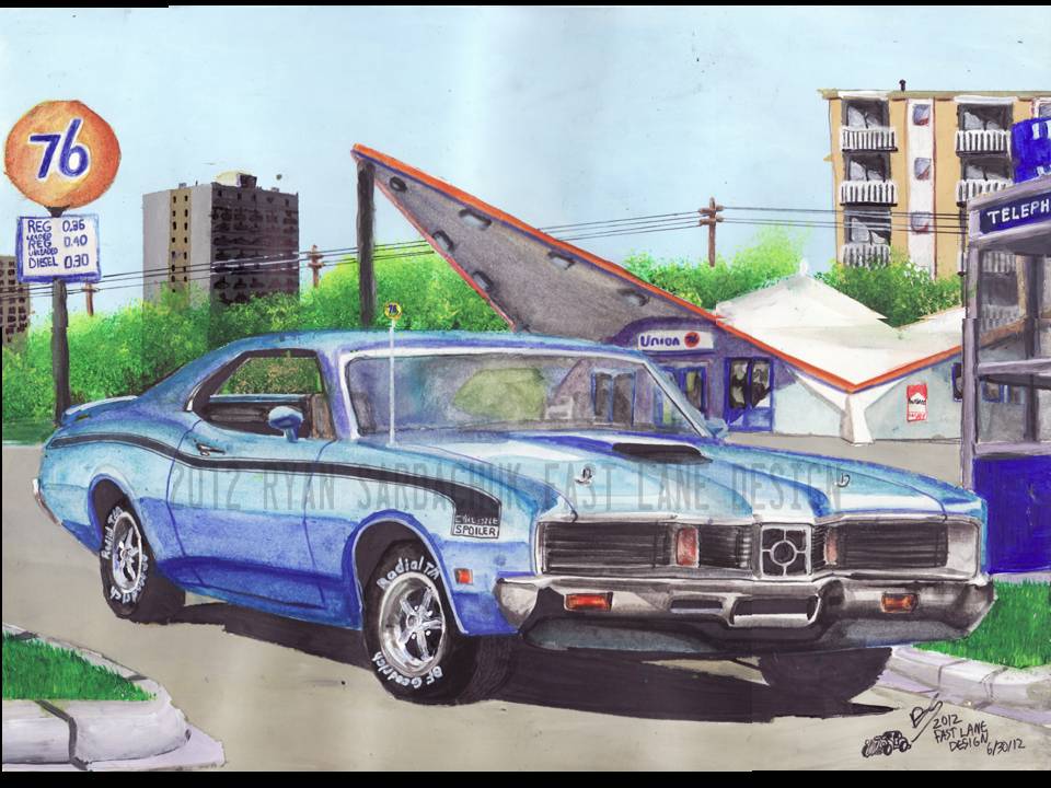 1971 Mercury Cyclone At Union 76 (Painting)