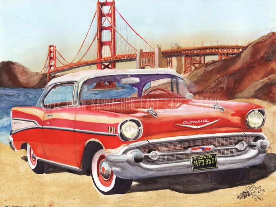 1957 Chevy Bel Air In San Francisco (Painting)