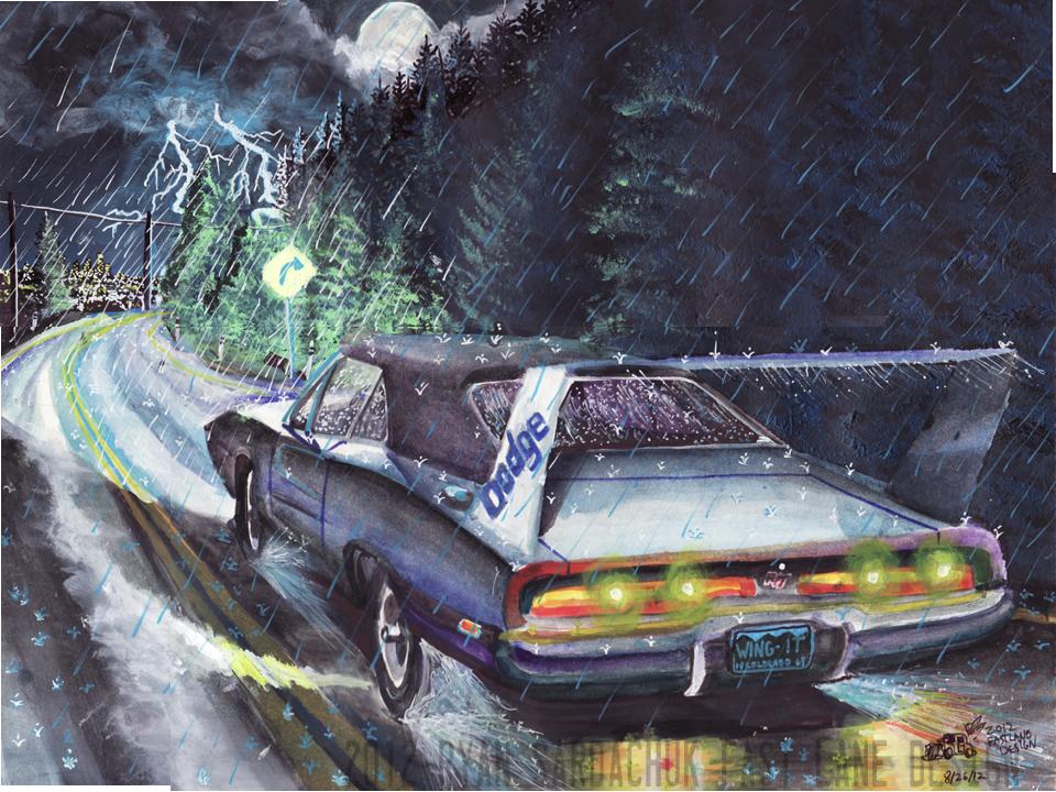 1969 Dodge Charger Daytona In The Rain (painting)