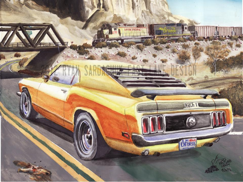 1970 Ford Mustang In Utah's Desert (Painting)