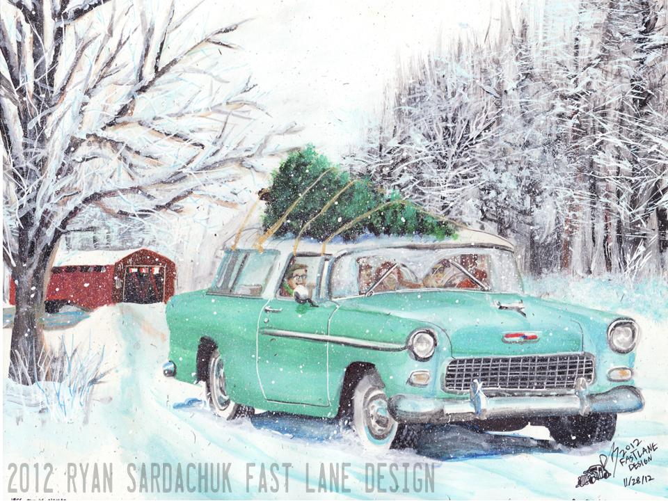 Christmas Driving (1955 Chevy Nomad Painting)