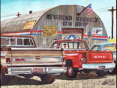 GMC Trucks At The Surplus Store (Painting)