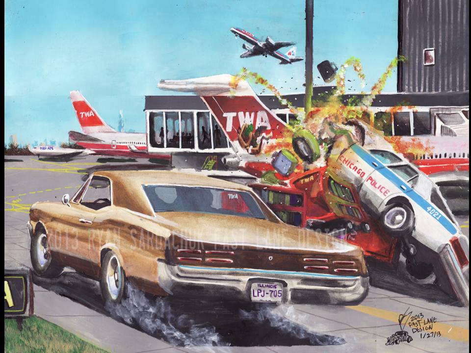 The Vindication (80s Car Chase Themed Painting)