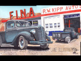 Ford Truck Hotrods At FINA Gas