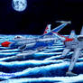 Thunderbirds 24 x 18 in (Alcohol Ink)