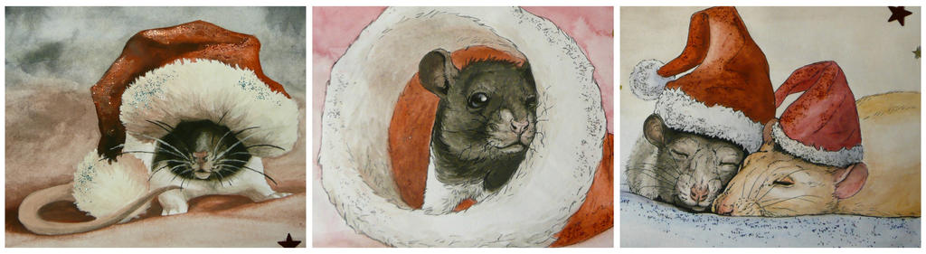 rat Christmas Cards by NillaMustikka