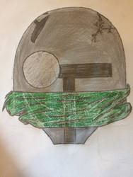 Worn Mandalorian Sniper Helmet