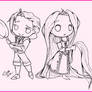 Chibi Flynn and Rapunzel: Lineart